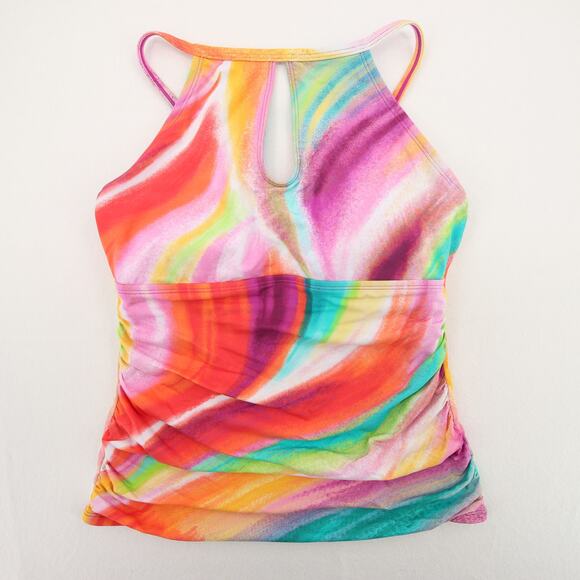 Bleu Rod Beattie Splash Out Tankini Top High Neck Keyhole Multicolor Size 8 NWT - Picture 2 of 11